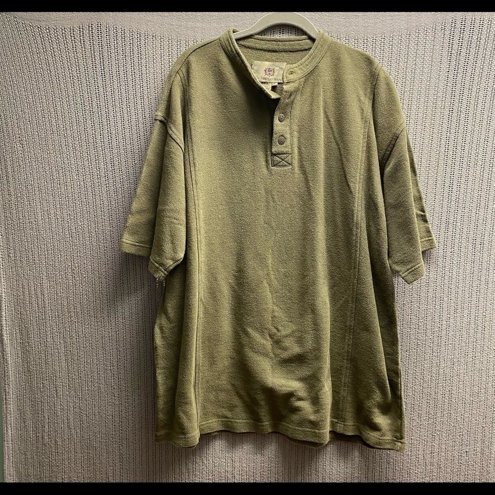 the territory ahead green polo 1/4 button down shirt